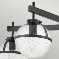 Deckenlampe Bad IP44 81,3 cm breit E14 Schwarz Metall Glas