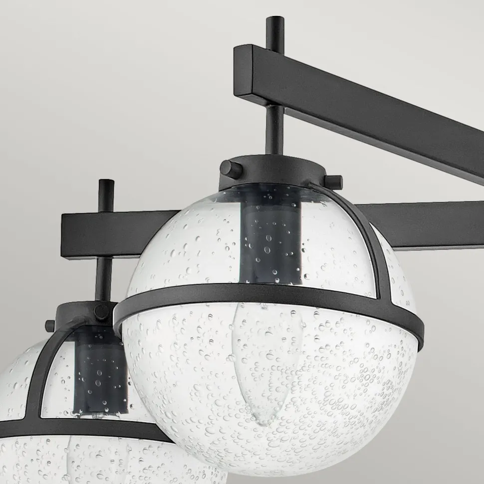 Deckenlampe Bad IP44 81,3 cm breit E14 Schwarz Metall Glas