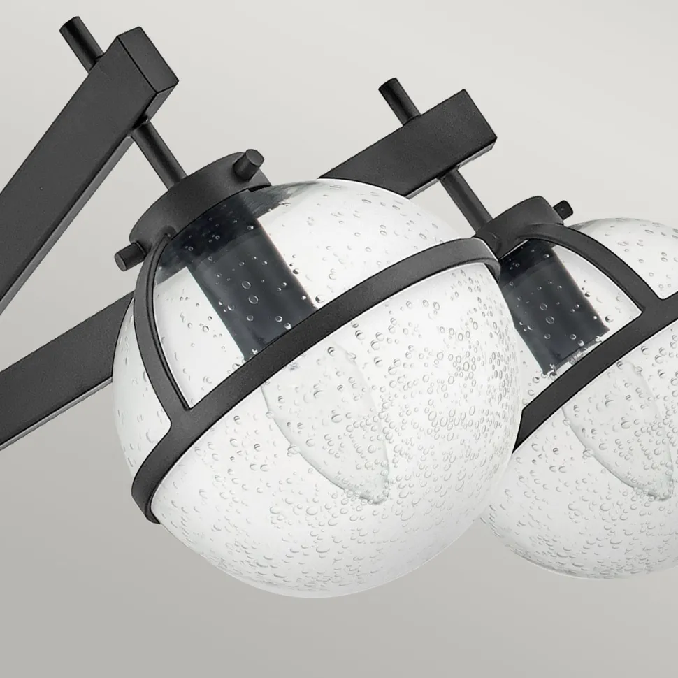 Deckenlampe Bad IP44 81,3 cm breit E14 Schwarz Metall Glas