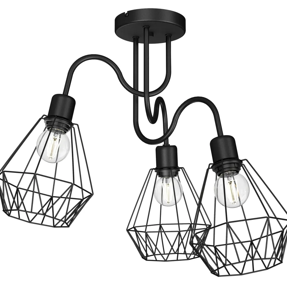 Deckenlampe Draht Schirm Schwarz Retro Design E27