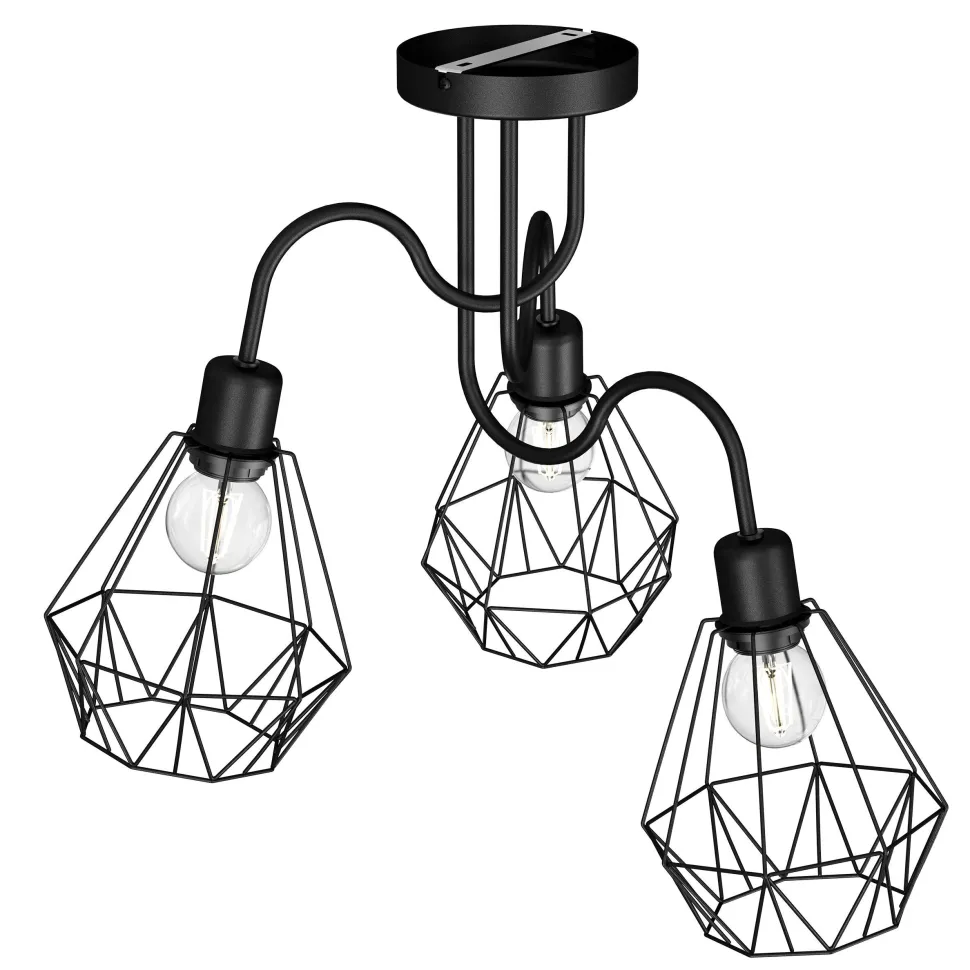 Deckenlampe Draht Schirm Schwarz Retro Design E27