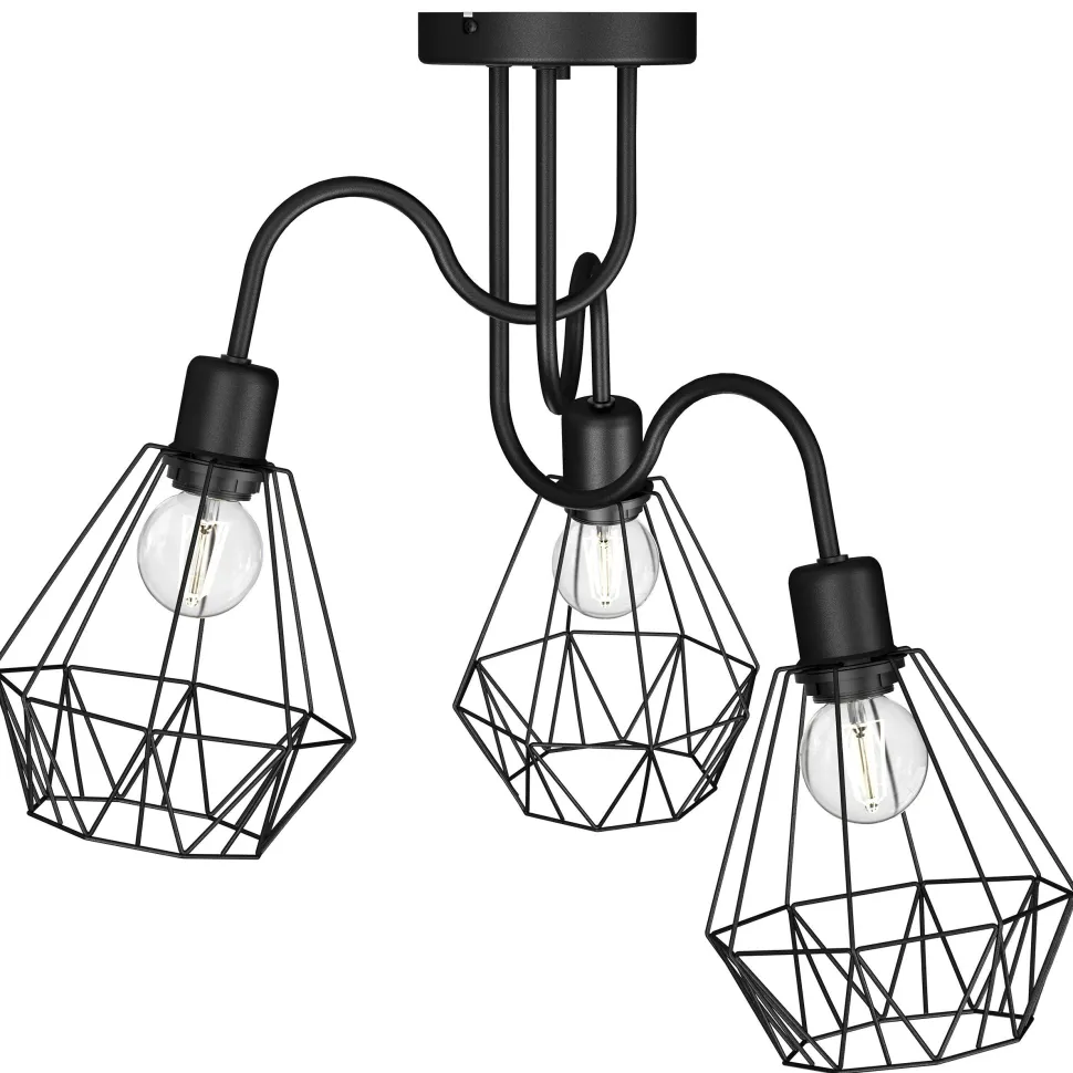 Deckenlampe Draht Schirm Schwarz Retro Design E27