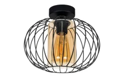 Deckenlampe E27 Ø25 cm Schwarz Honig blendarm Retro