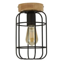 Deckenlampe E27 Holz Metall Draht B:15 cm Industrial