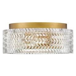 Deckenlampe E27 Kristall rund D: 30,5 cm in Messing Antik