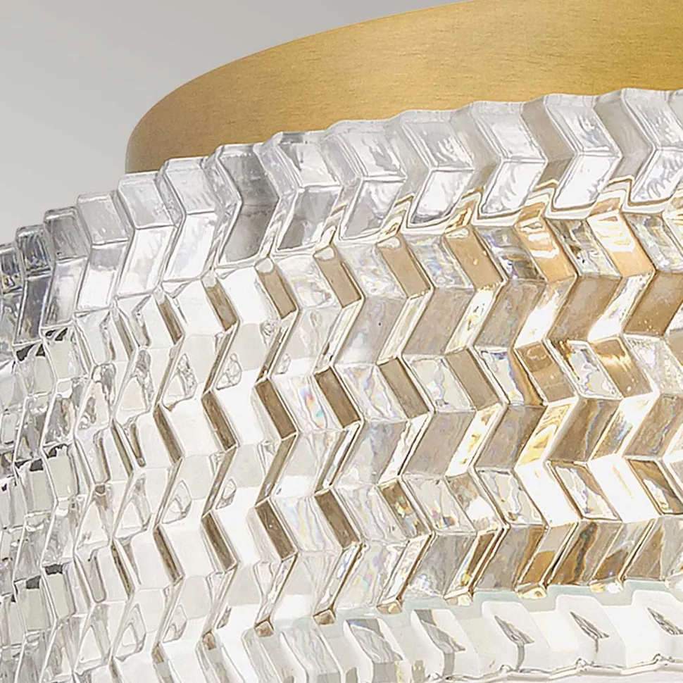 Deckenlampe E27 Kristall rund D: 30,5 cm in Messing Antik