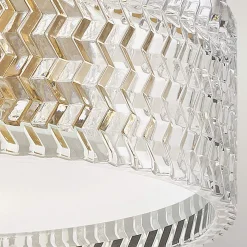 Deckenlampe E27 Kristall rund D: 30,5 cm in Messing Antik