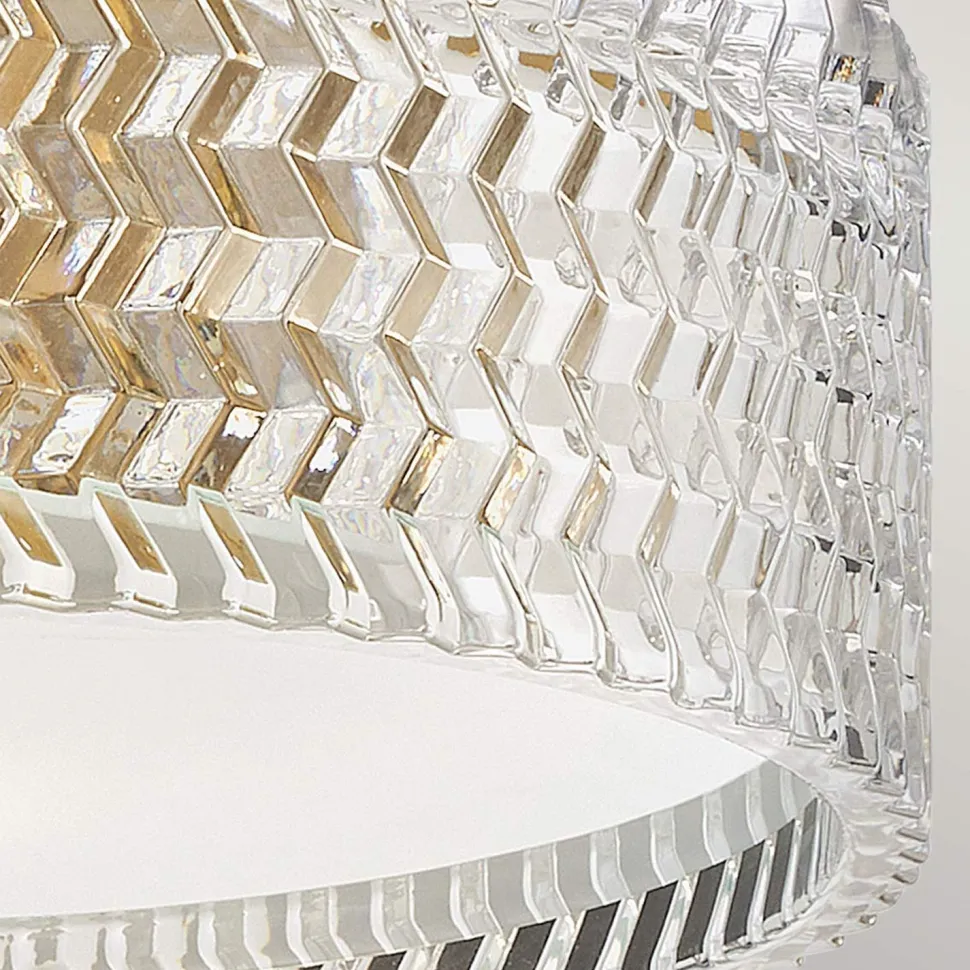 Deckenlampe E27 Kristall rund D: 30,5 cm in Messing Antik