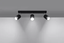 Deckenlampe 3-flammig 45 cm Schwarz Chrom schwenkbar