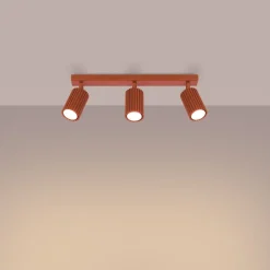 Deckenlampe 3-flammig B: 45 cm klein GU10 Rot aus Aluminium