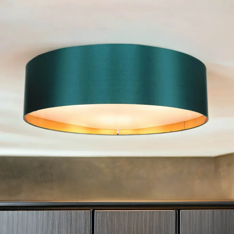 Deckenlampe 4-flammig Grün Gold Stoff dekorativ