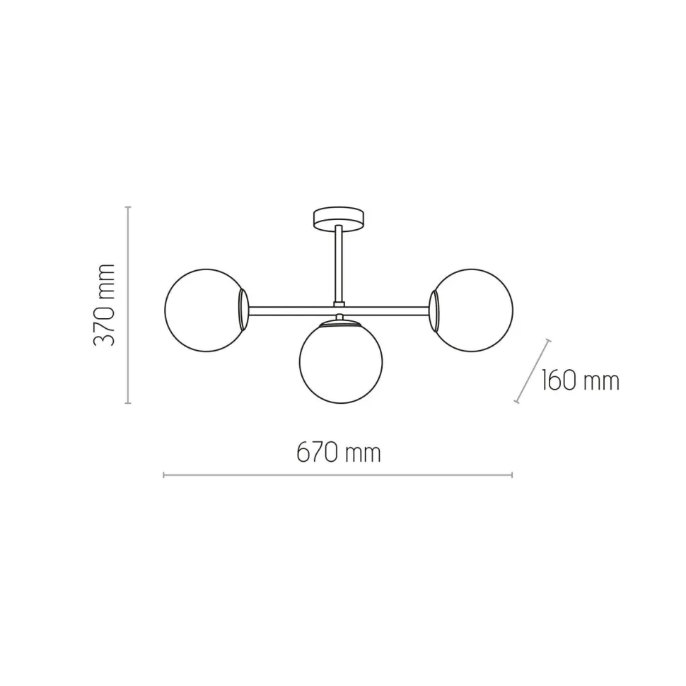 Deckenlampe 3-flammig Schwarz Weiß Glas Metall