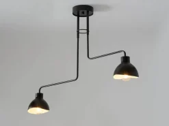 Deckenlampe 2-flammig Weiß Schwarz E27 L:93 cm länglich
