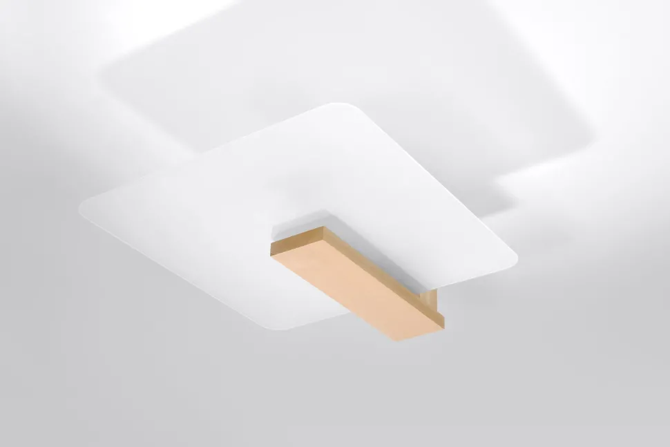 Deckenlampe Glas Holz 47,5 cm lang blendarm 2x E27