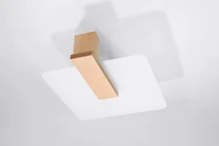 Deckenlampe Glas Holz 47,5 cm lang blendarm 2x E27