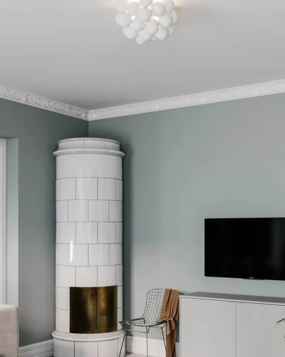 Deckenlampe Glas Metall 50 cm breit Weiß matt G9 Modern