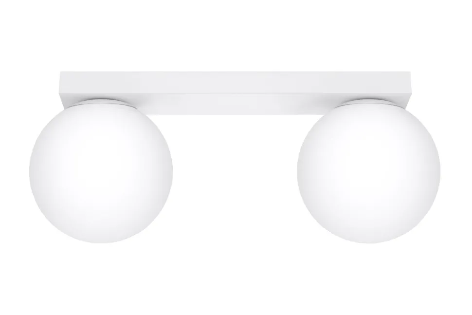 Deckenlampe Glas Metall 34,5 cm 2x G9 Weiß Kugelschirme