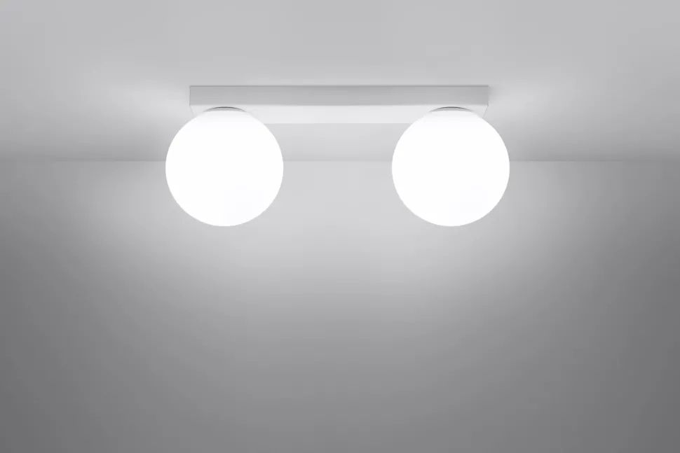 Deckenlampe Glas Metall 34,5 cm 2x G9 Weiß Kugelschirme