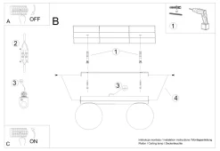 Deckenlampe Glas Metall 34,5 cm 2x G9 Weiß Kugelschirme