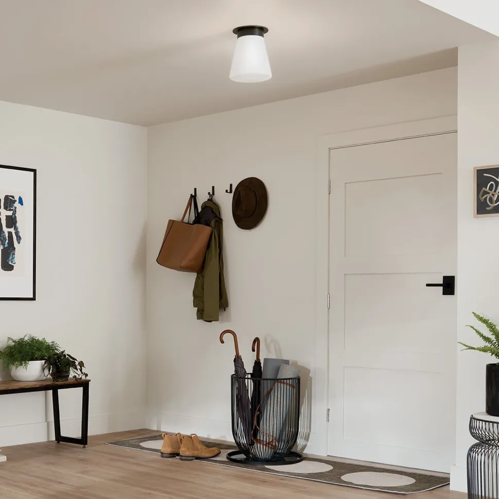 Deckenlampe Glas Metall D: 21,6 cm klein Schwarz Weiß