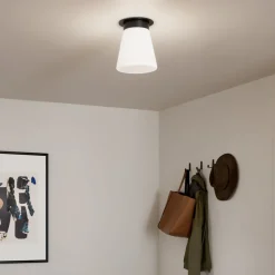 Deckenlampe Glas Metall D: 21,6 cm klein Schwarz Weiß