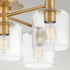 Deckenlampe Glas Metall E27 80,8 cm breit in Messing antik