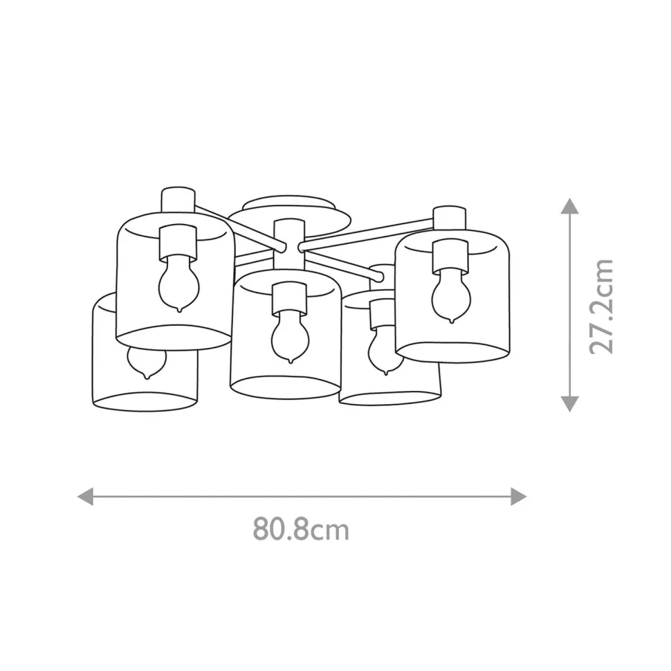 Deckenlampe Glas Metall E27 80,8 cm breit in Messing antik