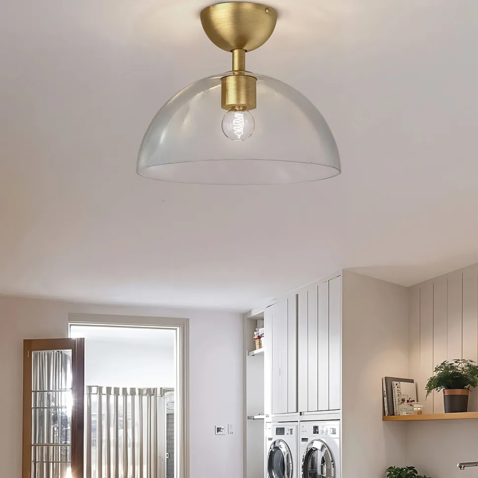 Deckenlampe Glas Metall E27 Ø 30,5 cm in Gold gebürstet