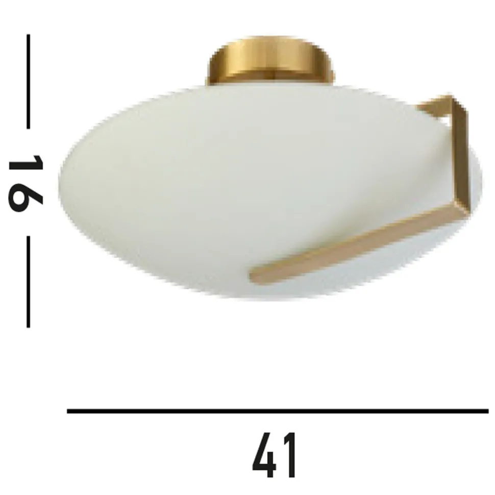 Deckenlampe Glas Metall E27 Ø40,5 cm rund in Gold Weiß