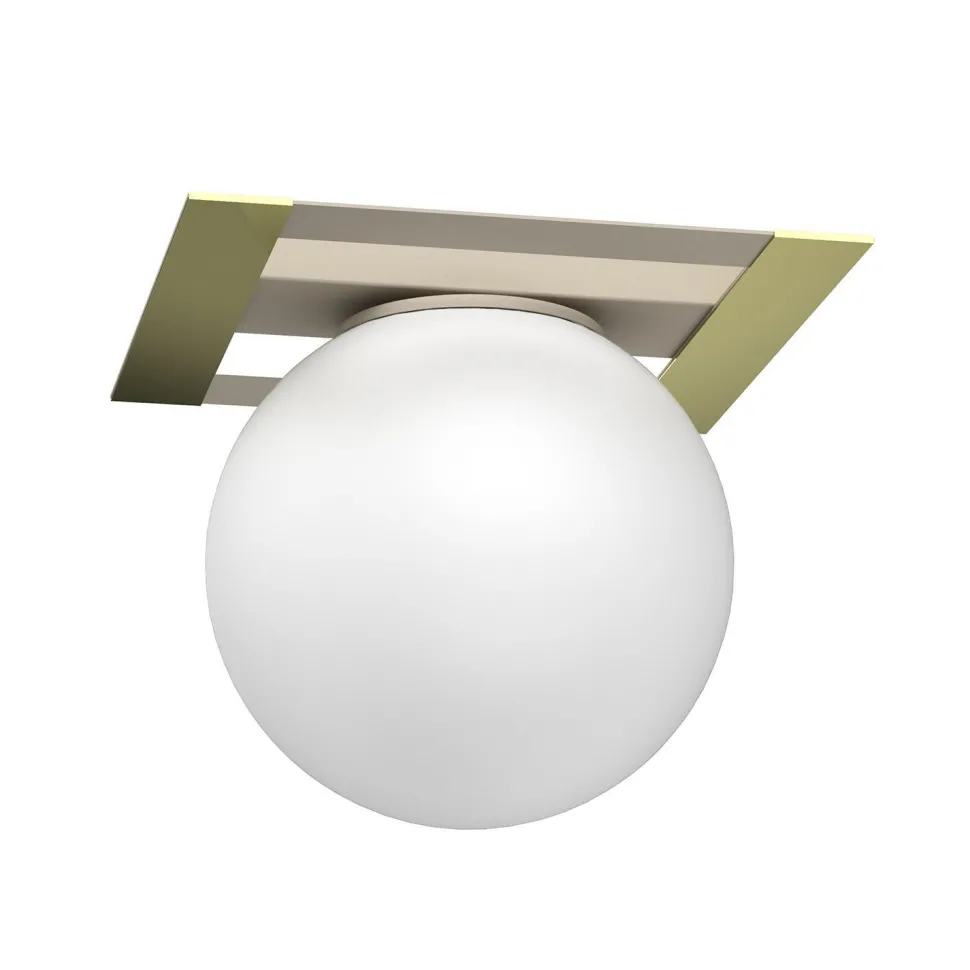 Deckenlampe Glas Metall in Beige Gold B:22 cm E27 Kugel