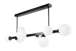 Deckenlampe Glas Metall Kugelschirme Schwarz Weiß 102 cm lang