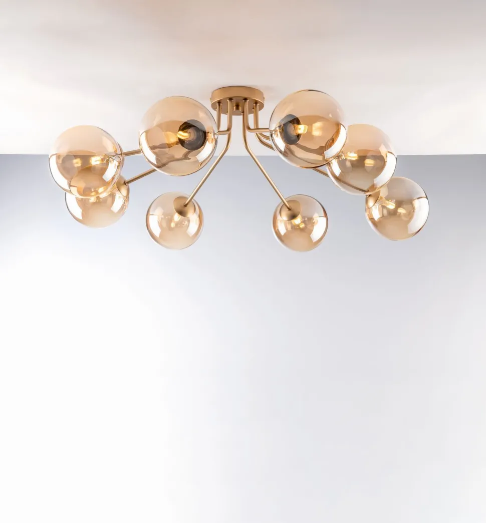 Deckenlampe Glas Metall Messing Champagner L:88 cm G9