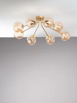 Deckenlampe Glas Metall Messing Champagner L:88 cm G9