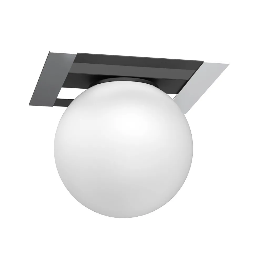 Deckenlampe Glas Metall Schwarz Weiß Chrom E27 Kugel