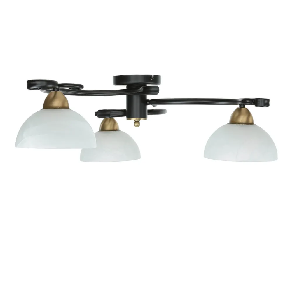 Deckenlampe Glas Metall Schwarz Weiß Messing 3-flammig