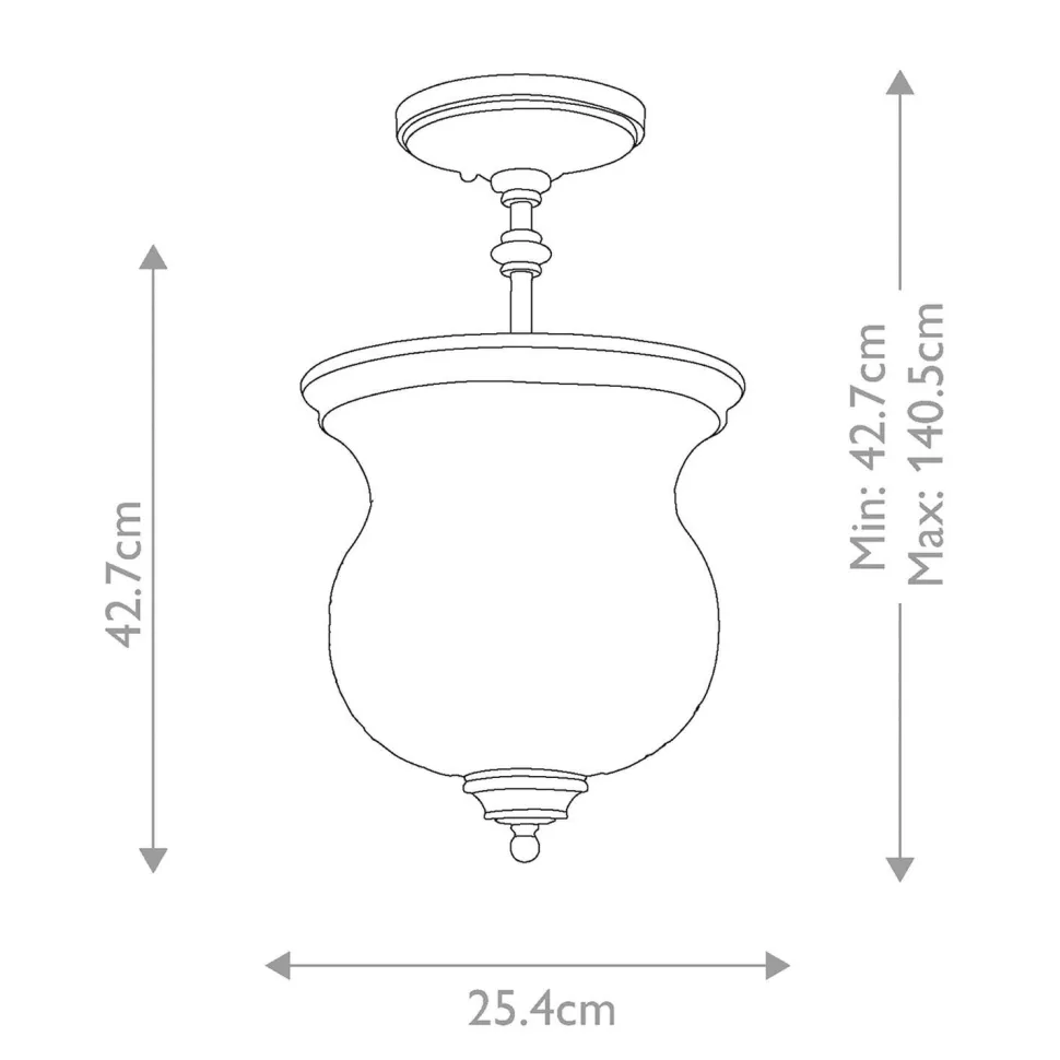 Deckenlampe Glasschirm D: 25,4 cm in Messing höhenverstellbar