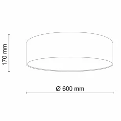 Deckenlampe Grau rund flach Ø 60 cm Stoffschirm Modern