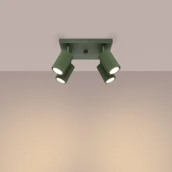 Deckenlampe Grün B: 25 cm klein schwenkbar 4x GU10 Aluminium