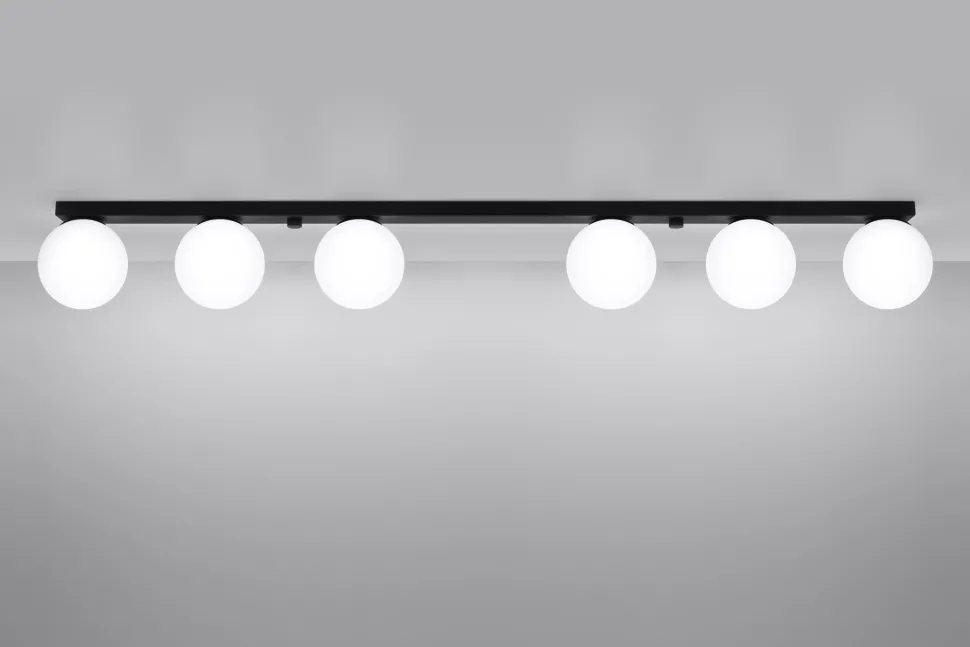 Deckenlampe groß 120 cm lang Glas Kugeln 6-flammig G9