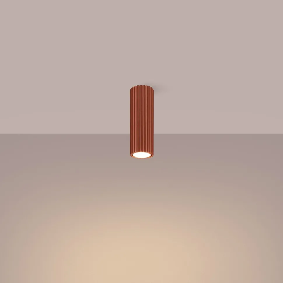 Deckenlampe GU10 H: 20 cm Ø 6,5 cm klein Rot Aufputz Modern