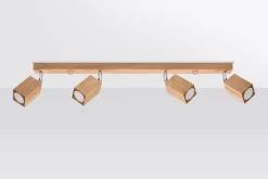 Deckenlampe Holz 4-flammig 80 cm lang wohnlich GU10