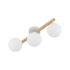 Deckenlampe Holz Glas 47 cm lang G9 in Hell Weiß 3-flammig