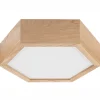 Deckenlampe Holz Glas 6-eckig E27 32 cm breit Wohnzimmer