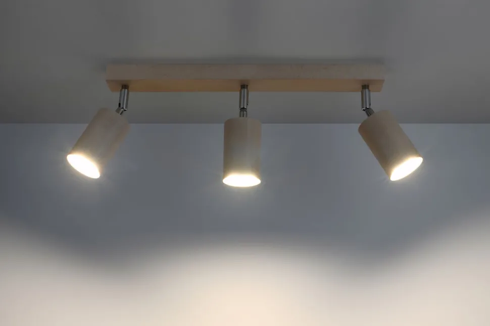 Deckenlampe Holz L:45cm 3x GU10 Strahler Spot Lampe