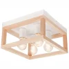Deckenlampe Holz Metall 4-flammig E27 B: 30 cm eckig