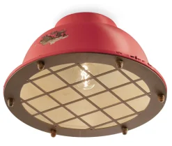 Deckenlampe Keramik Ø 35 cm Rot Shabby Antik Rostbraun