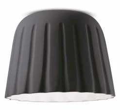 Deckenlampe Keramik E27 Ø 40 cm rund Dunkelgrau Handarbeit