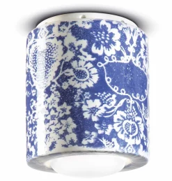 Deckenlampe Keramik E27 D: 12,5 cm Aufputz Blau Muster