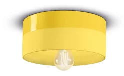 Deckenlampe Keramik E27 D: 25 cm Gelb rund Retro ENRICO