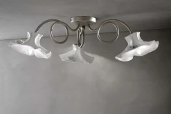 Deckenlampe Keramik Metall E14 in Silber Weiß 3-flammig